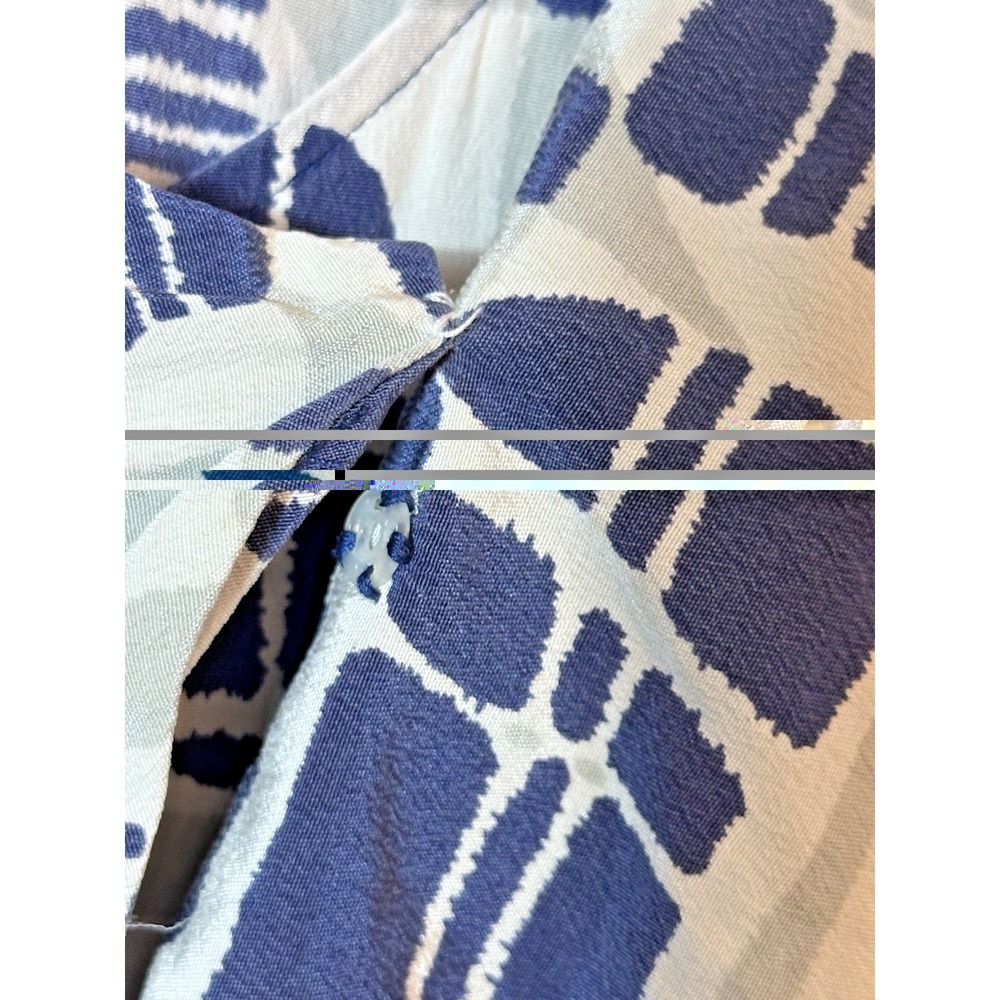 EVER By Nordstrom Romper Dress Large Blue White 100 Silk Romper Pockets Vacay L - Picture 7 of 14